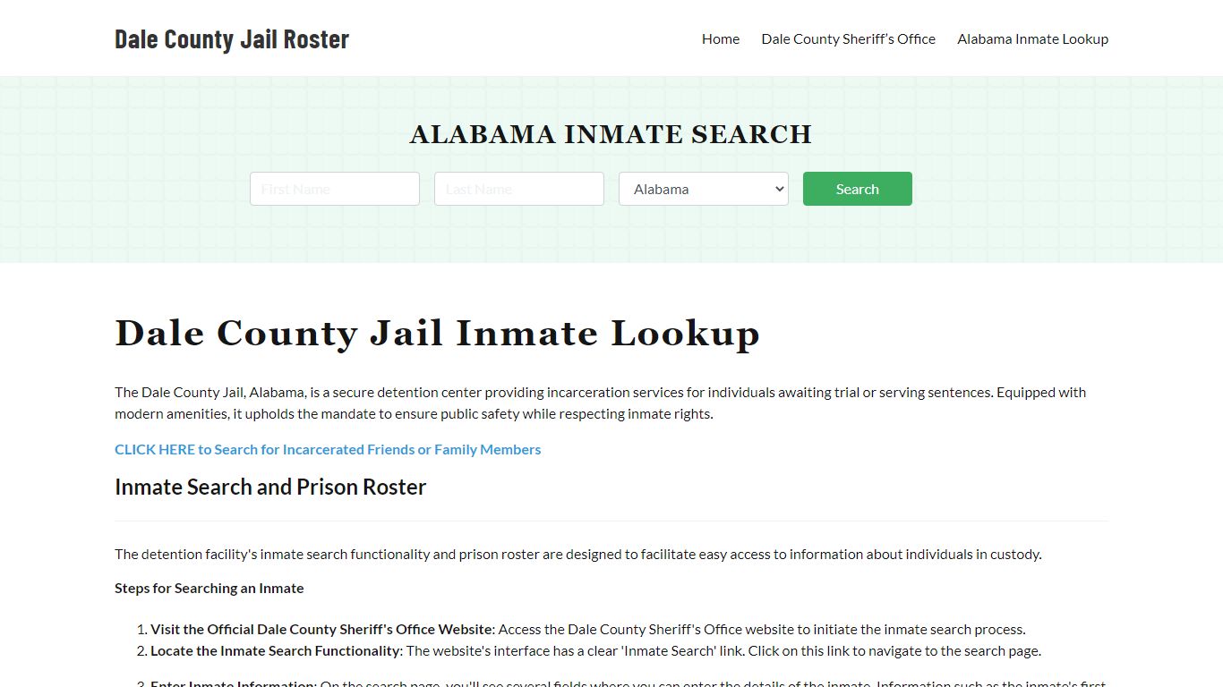 Dale County Jail Roster Lookup, AL, Inmate Search