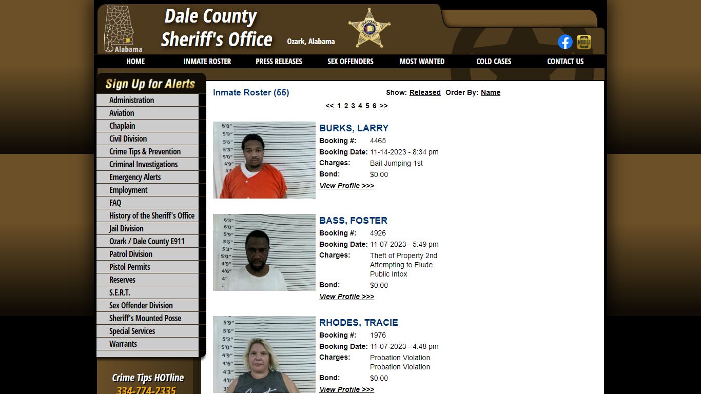 Inmate Roster - Page 2 Current Inmates Booking Date Descending - Dale ...