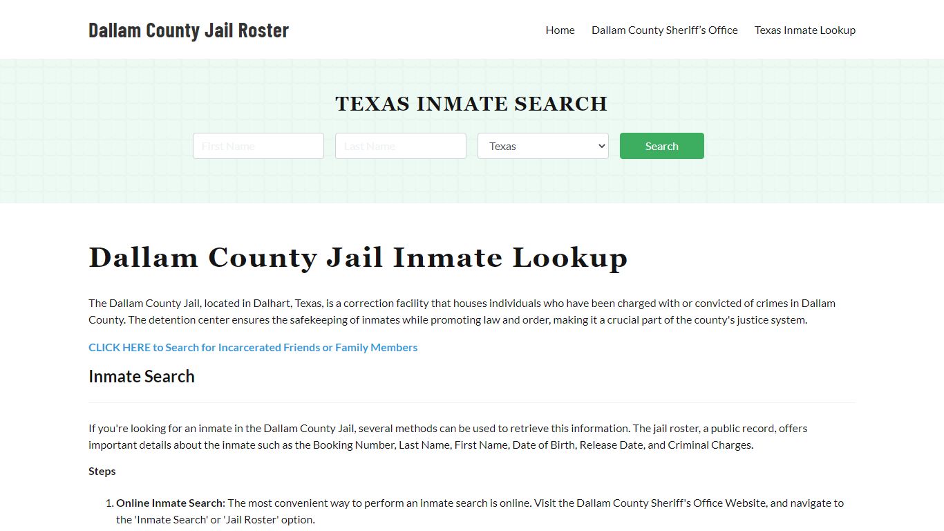 Dallam County Jail Roster Lookup, TX, Inmate Search