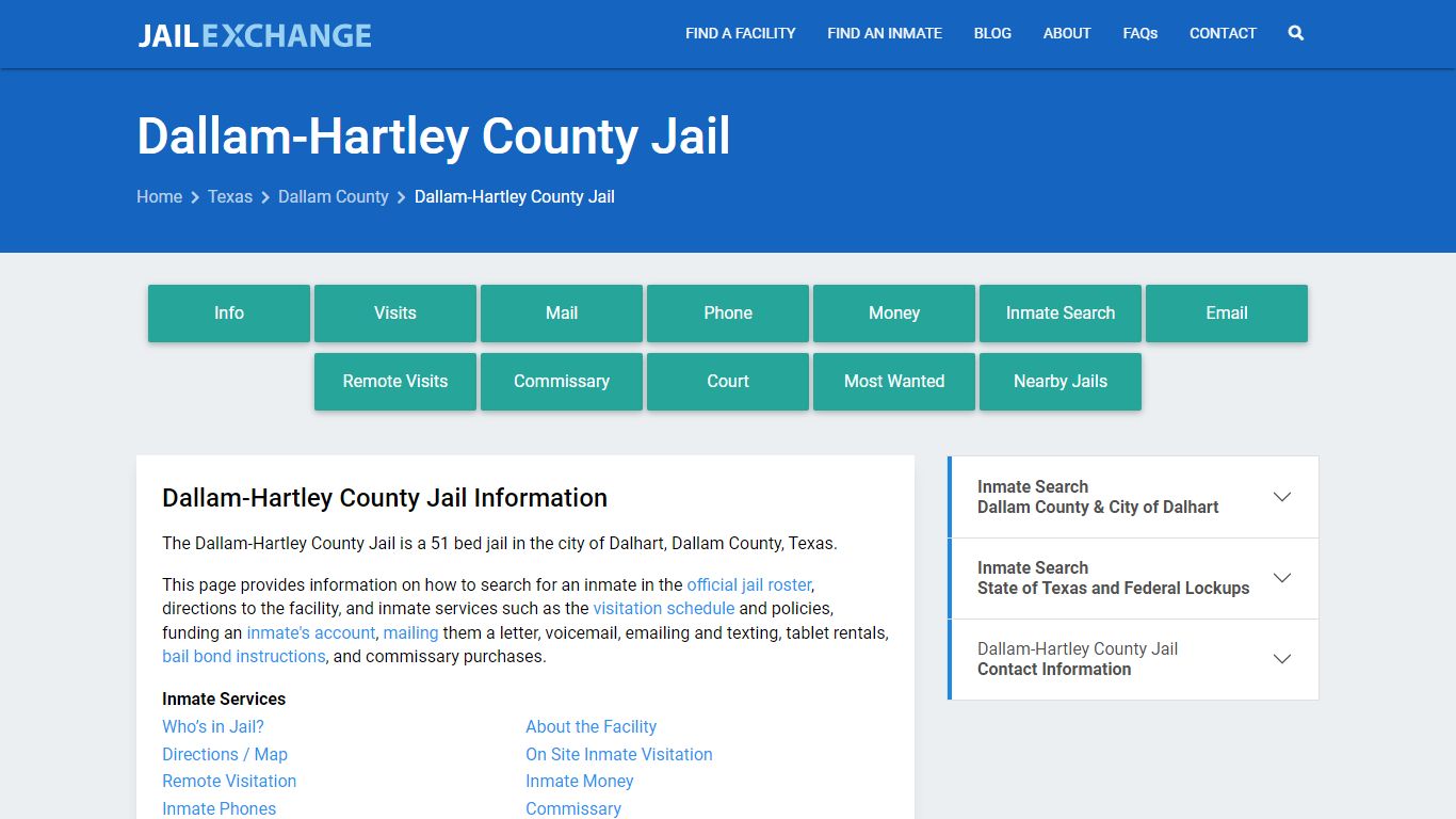 Dallam-Hartley County Jail, TX Inmate Search, Information