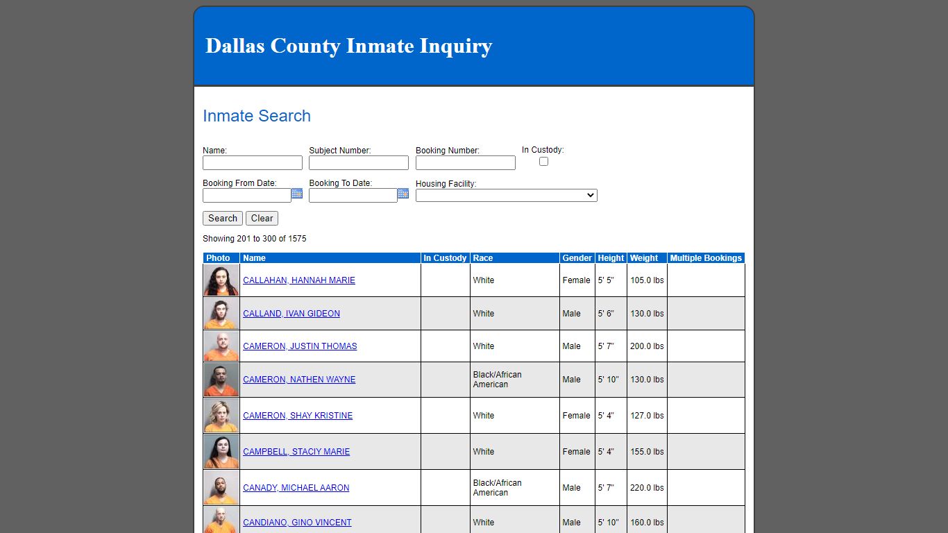 Dallas County Inmate Inquiry