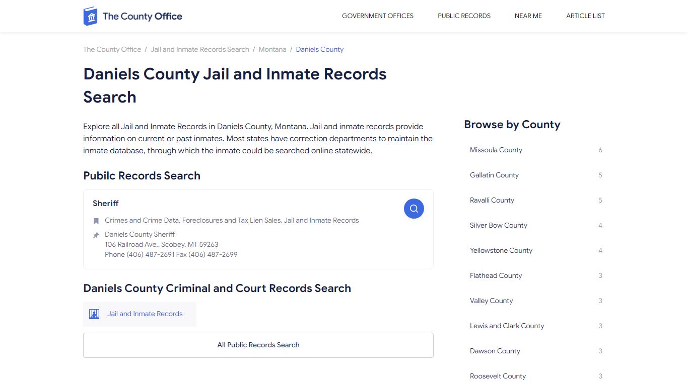 Daniels County Jail and Inmate Records Search