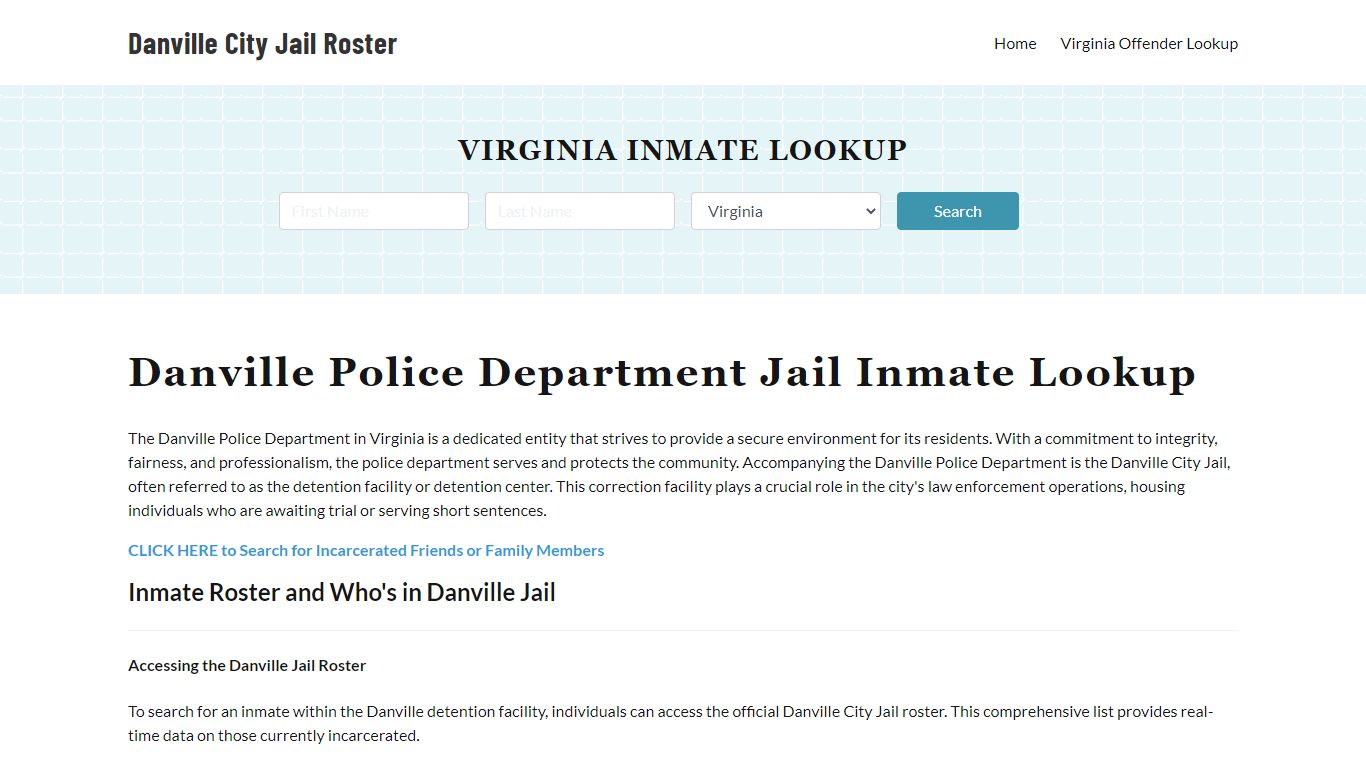 Danville Police Department & City Jail, VA Inmate Roster, Arrests, Mugshots