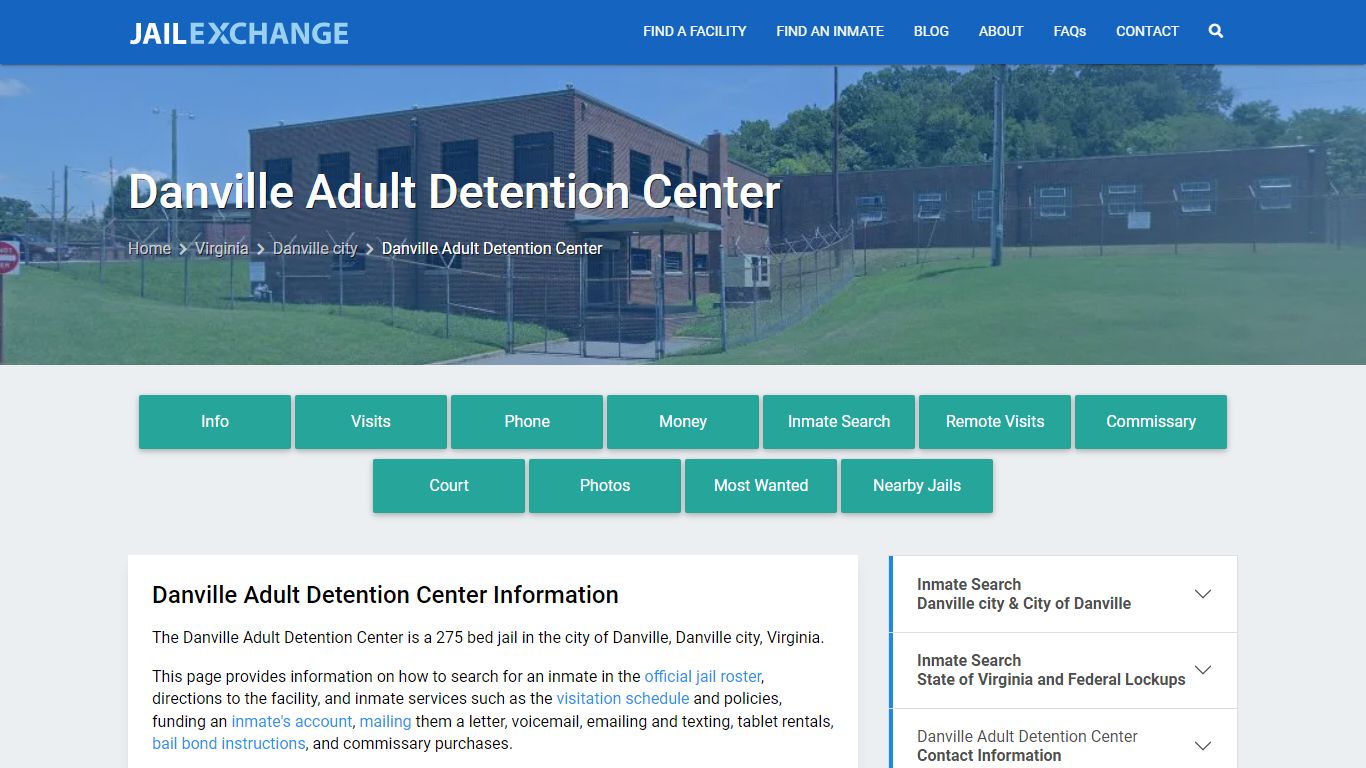 Danville Adult Detention Center, VA Inmate Search, Information
