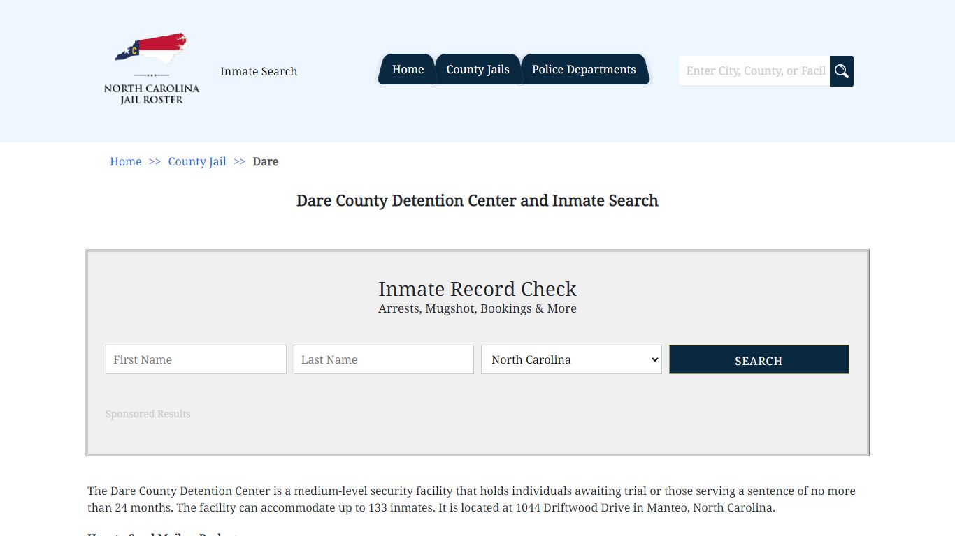 Dare County Detention Center and Inmate Search | North Carolina Jail Roster