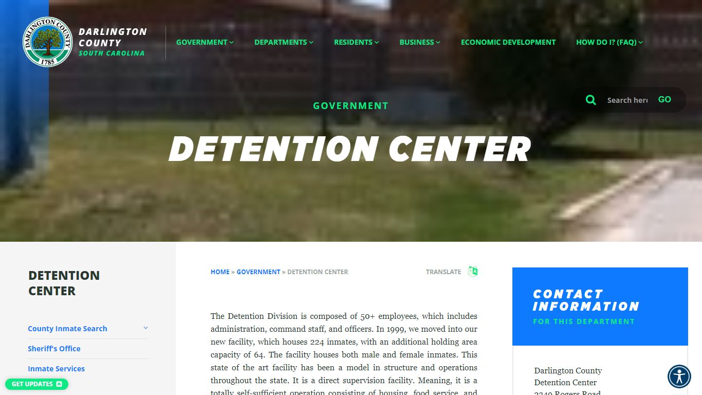 Detention Center - Welcome to Darlington County, South Carolina