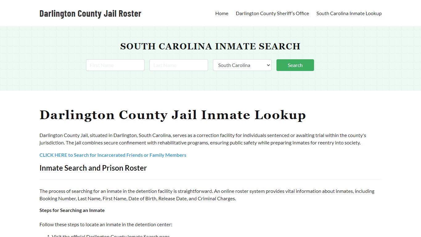 Darlington County Jail Roster Lookup, SC, Inmate Search
