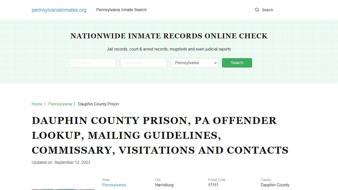 Dauphin County Prison, PA: Inmate Search Options, Visitations, Contacts