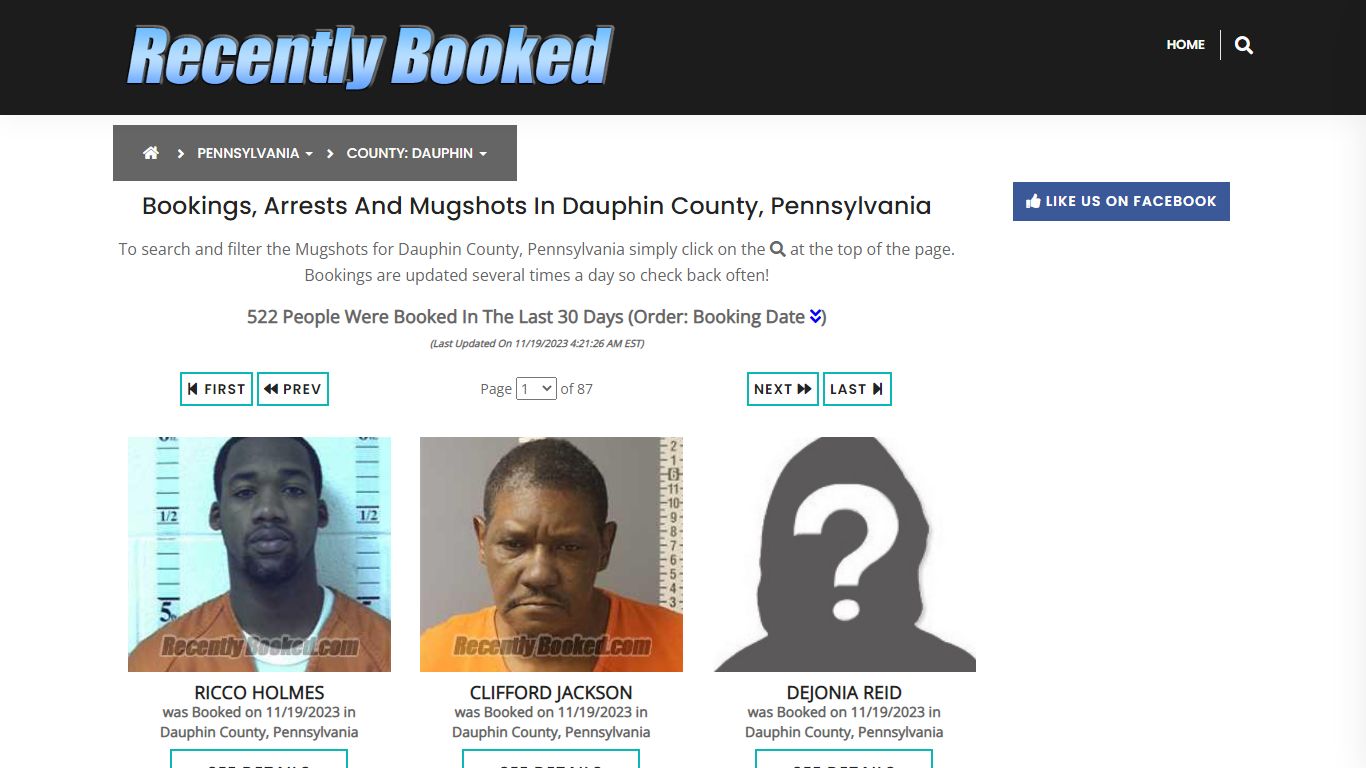 Bookings, Arrests and Mugshots in Dauphin County, Pennsylvania