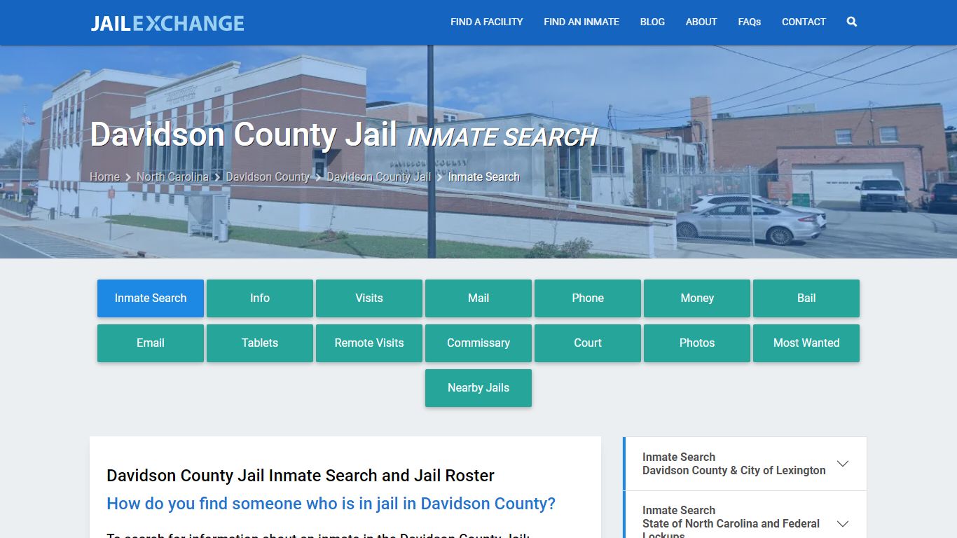 Inmate Search: Roster & Mugshots - Davidson County Jail, NC