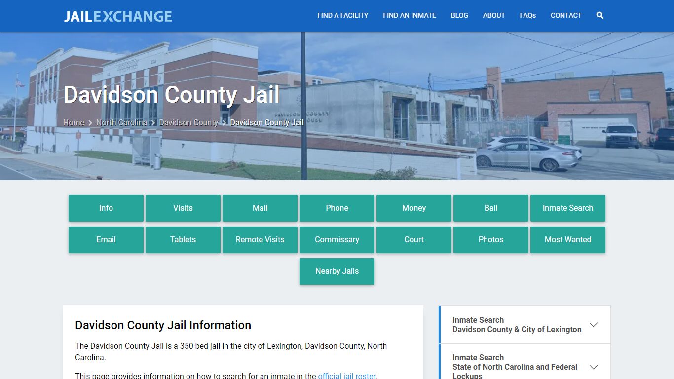 Davidson County Jail, NC Inmate Search, Information
