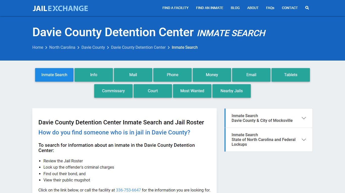 Davie County Detention Center Inmate Search - Jail Exchange