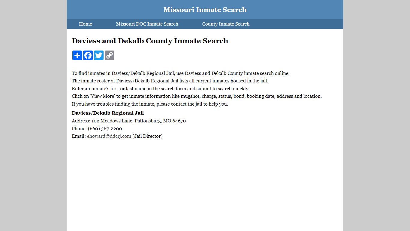 Daviess and Dekalb County Inmate Search