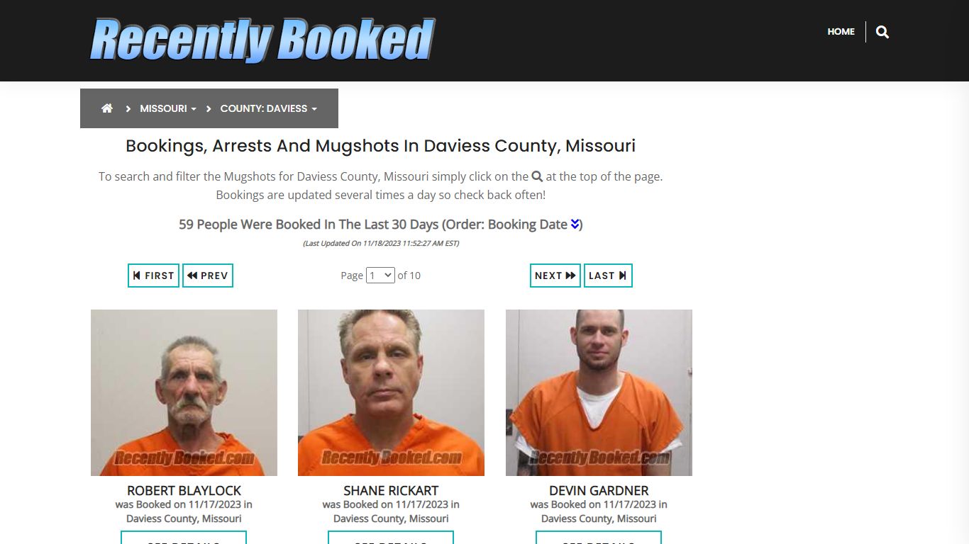 Bookings, Arrests and Mugshots in Daviess County, Missouri