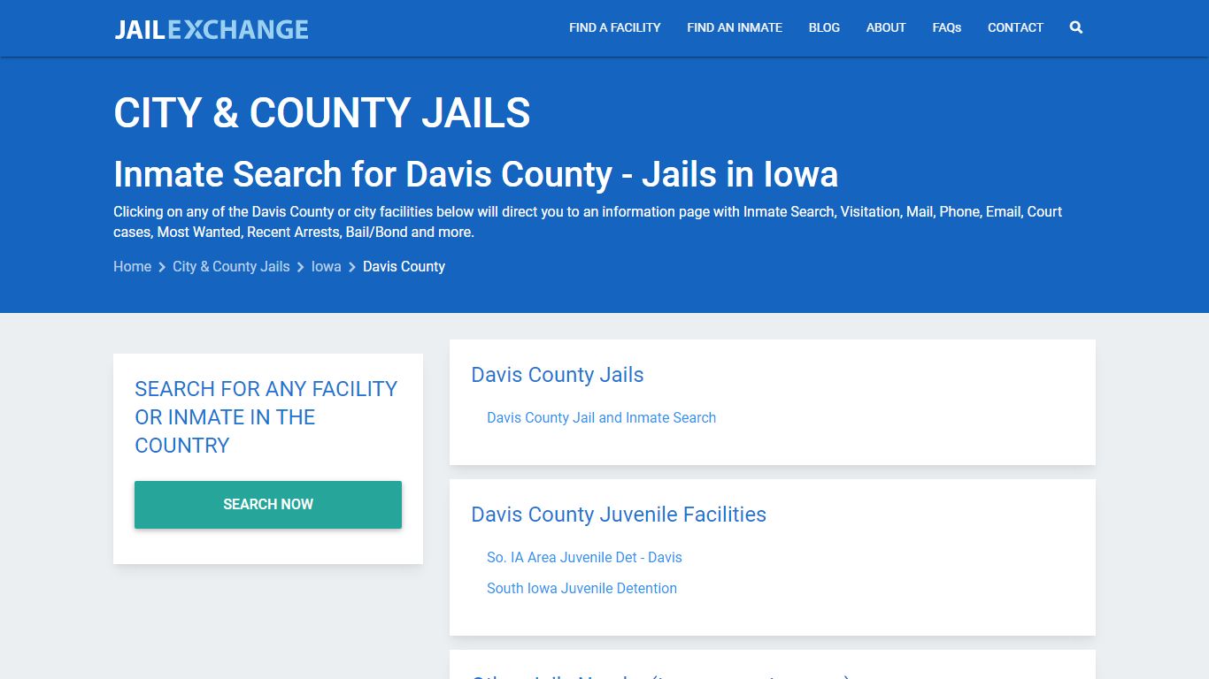Inmate Search for Davis County | Jails in Iowa - Jail Exchange