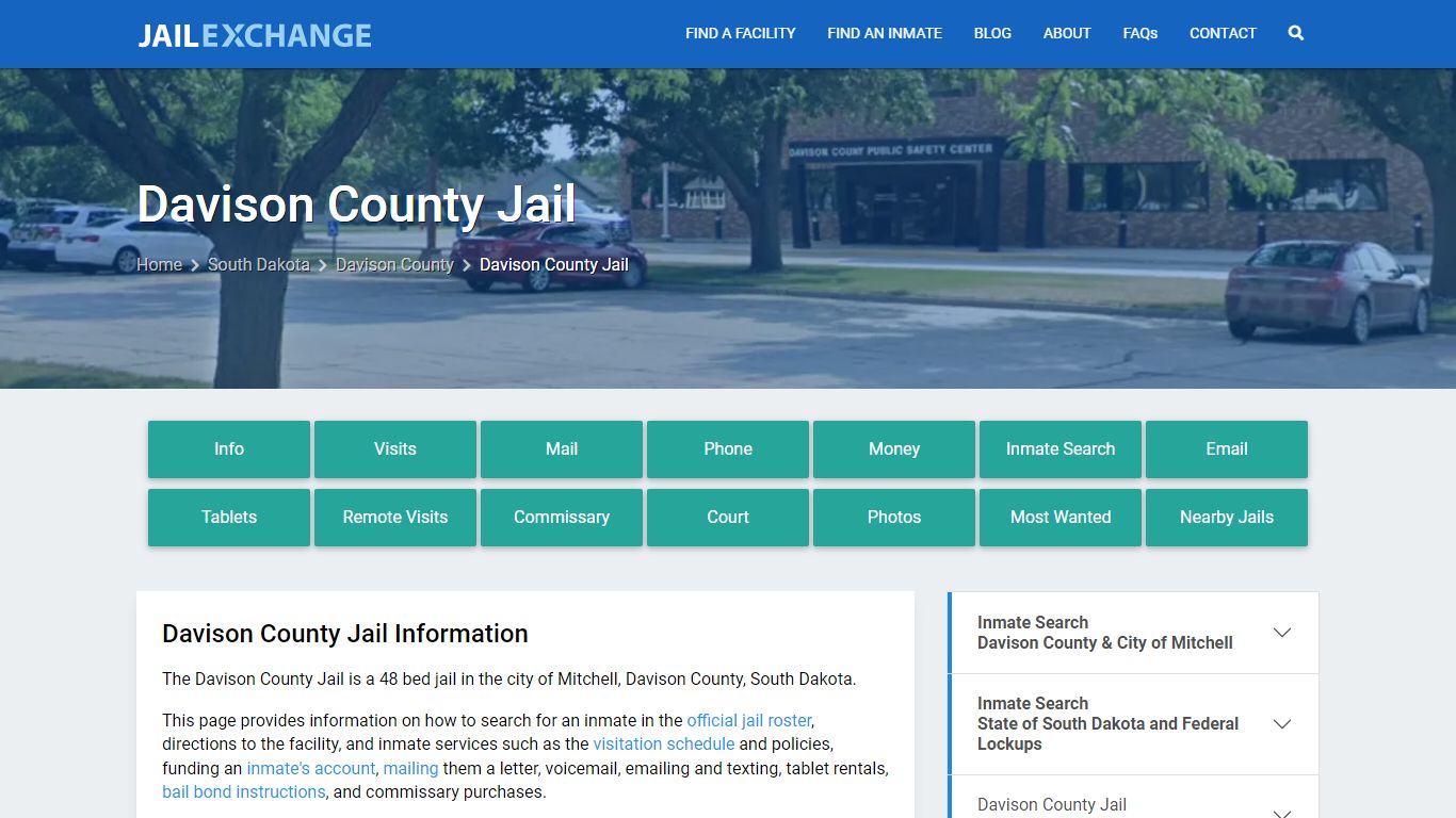 Davison County Jail, SD Inmate Search, Information