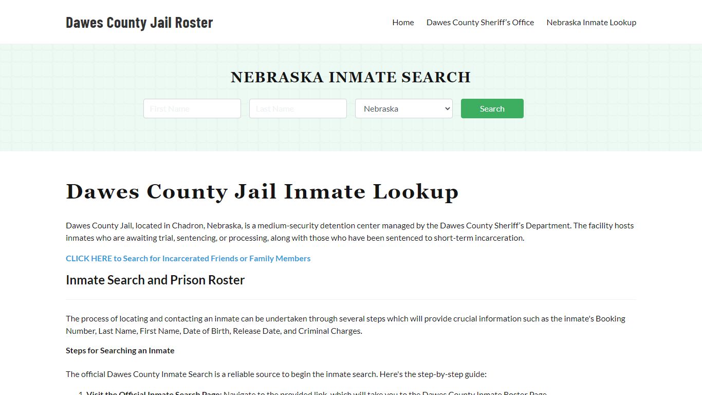 Dawes County Jail Roster Lookup, NE, Inmate Search