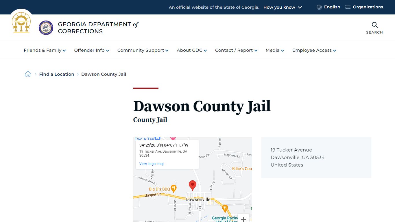 Dawson County Jail | Georgia Department of Corrections