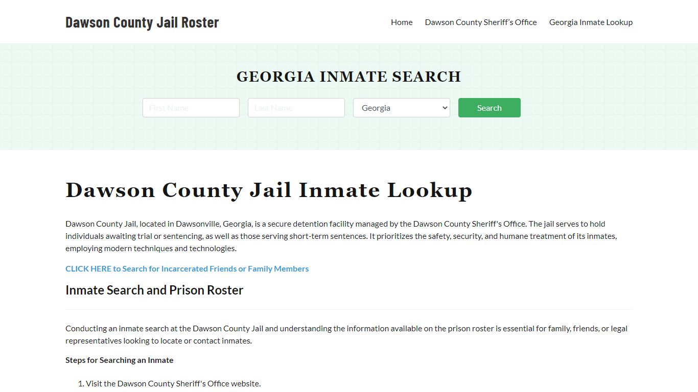 Dawson County Jail Roster Lookup, GA, Inmate Search