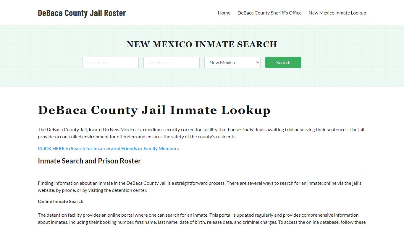 DeBaca County Jail Roster Lookup, NM, Inmate Search
