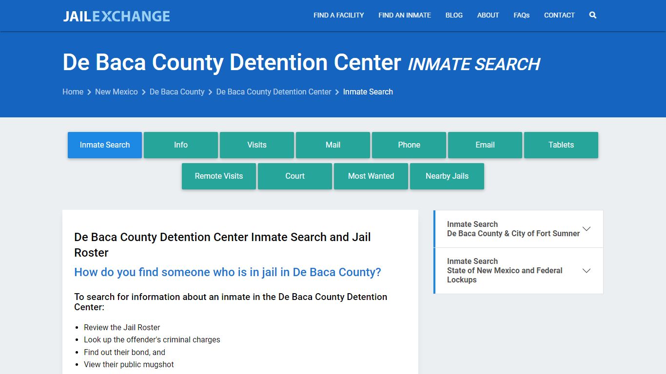 De Baca County Detention Center Inmate Search - Jail Exchange