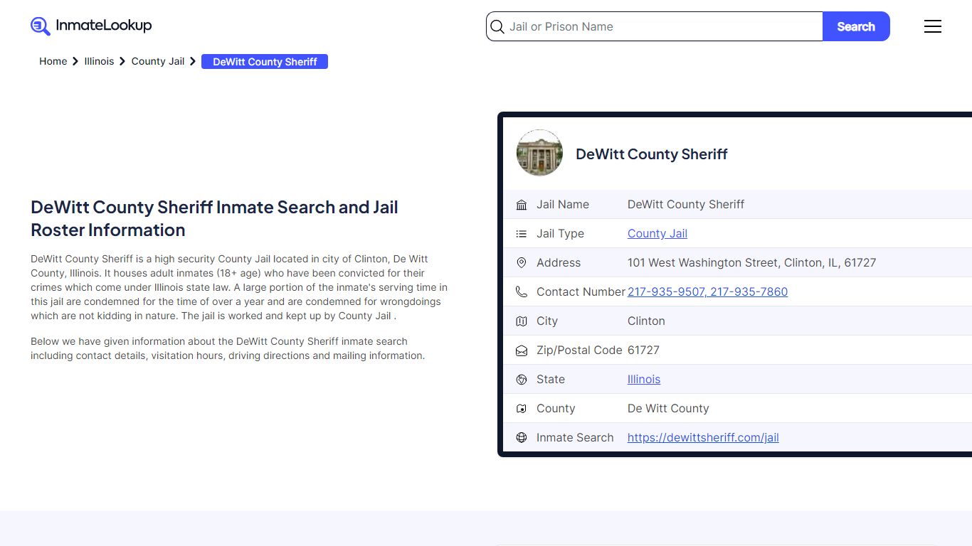 DeWitt County Sheriff Inmate Search - Clinton Illinois - Inmate Lookup