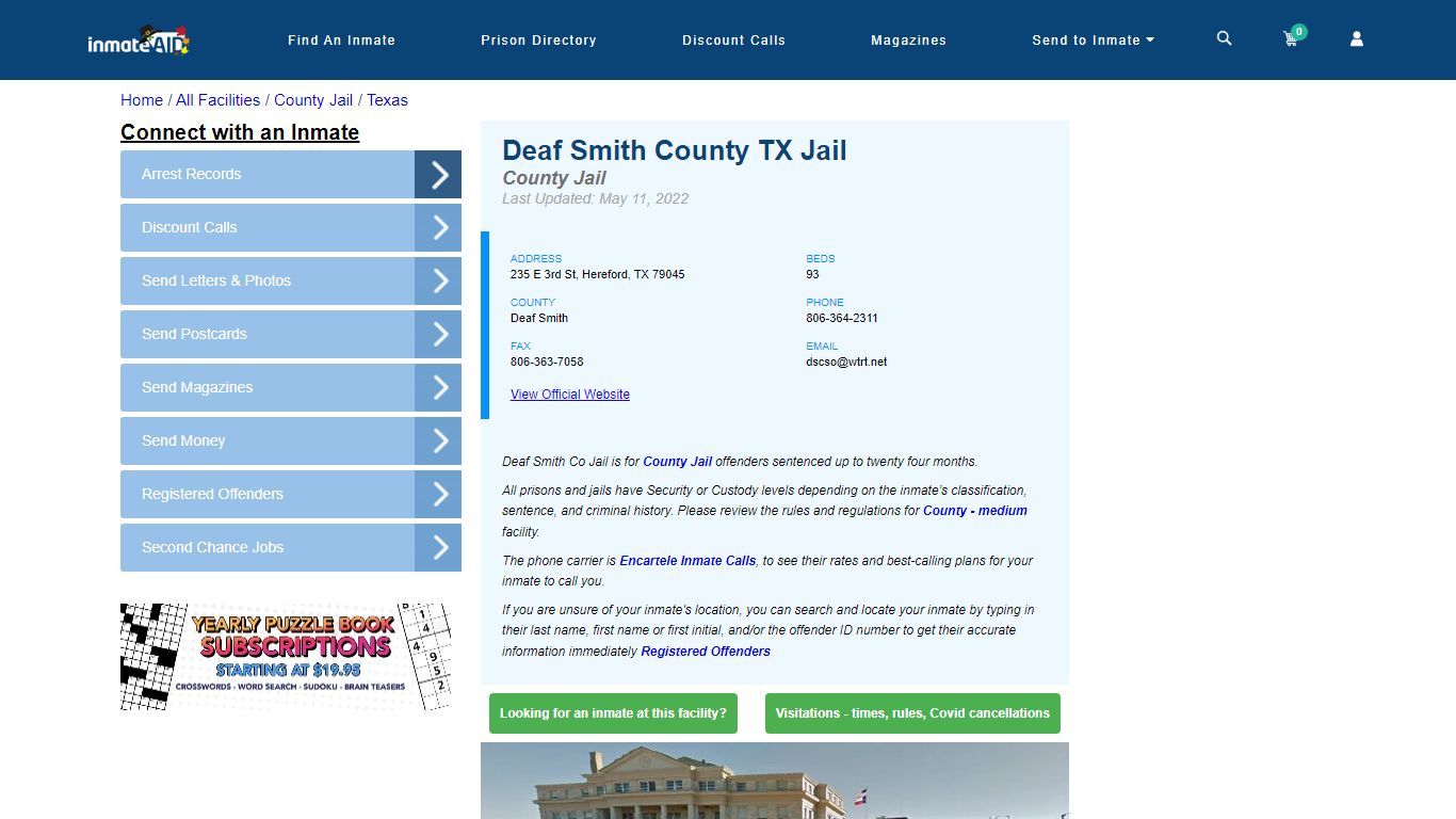 Deaf Smith County TX Jail - Inmate Locator - Hereford, TX