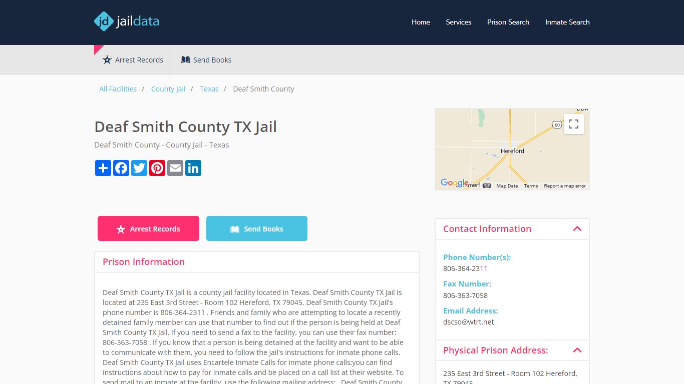 Deaf Smith County TX Jail Inmate Search and Prisoner Info - East 3rd ...