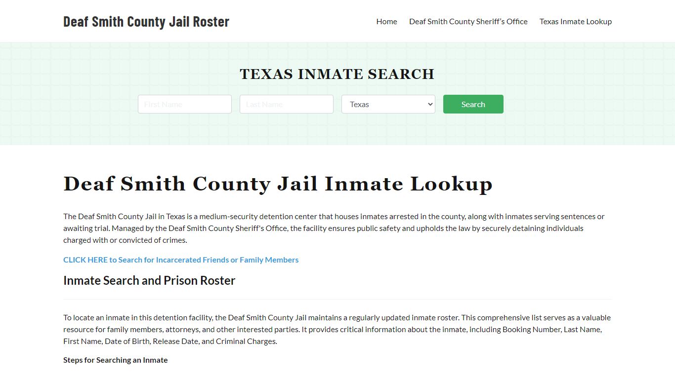 Deaf Smith County Jail Roster Lookup, TX, Inmate Search