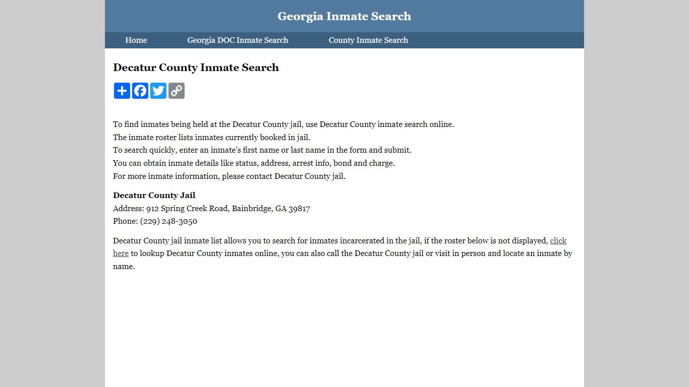 Decatur County Inmate Search