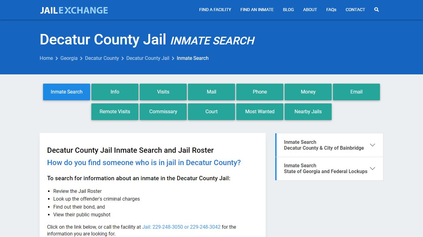 Inmate Search: Roster & Mugshots - Decatur County Jail, GA