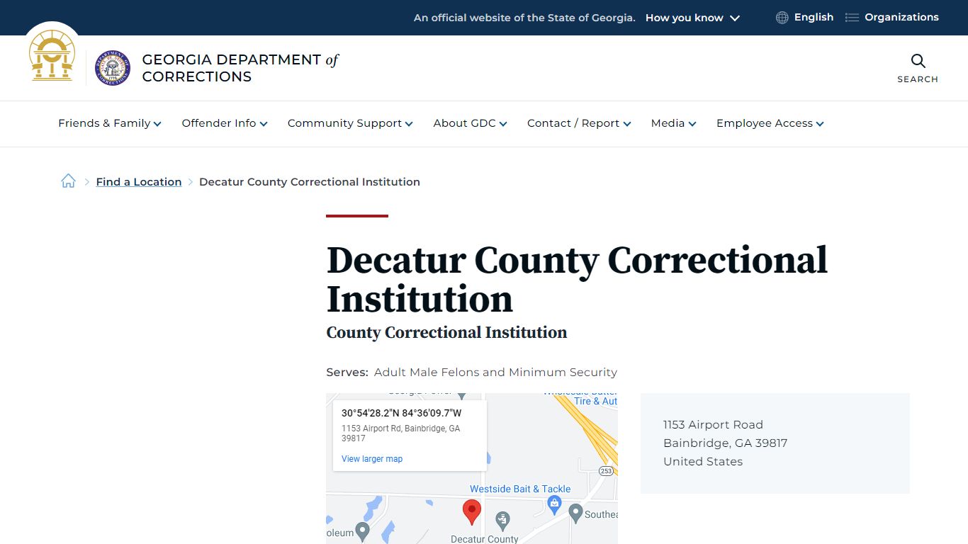Decatur County Correctional Institution | Georgia Department of Corrections