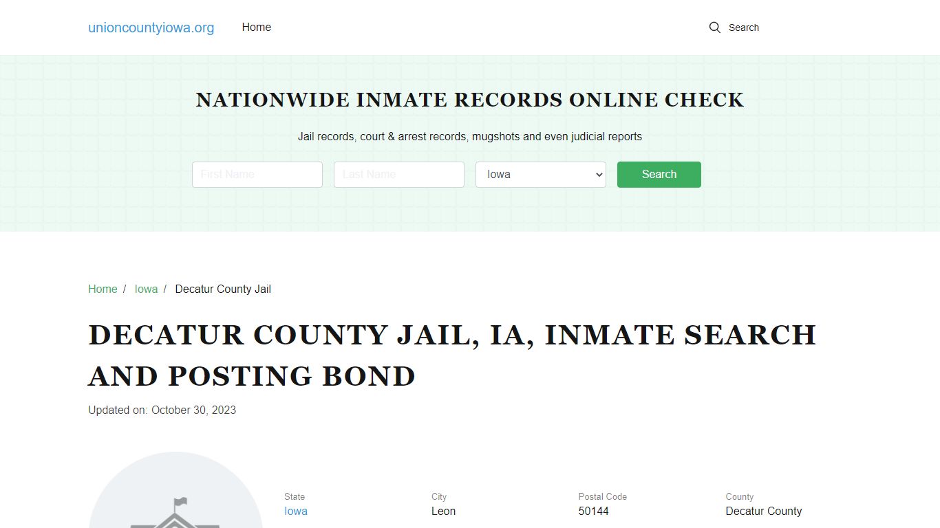 Decatur County Jail, IA, Inmate Search, Visitations