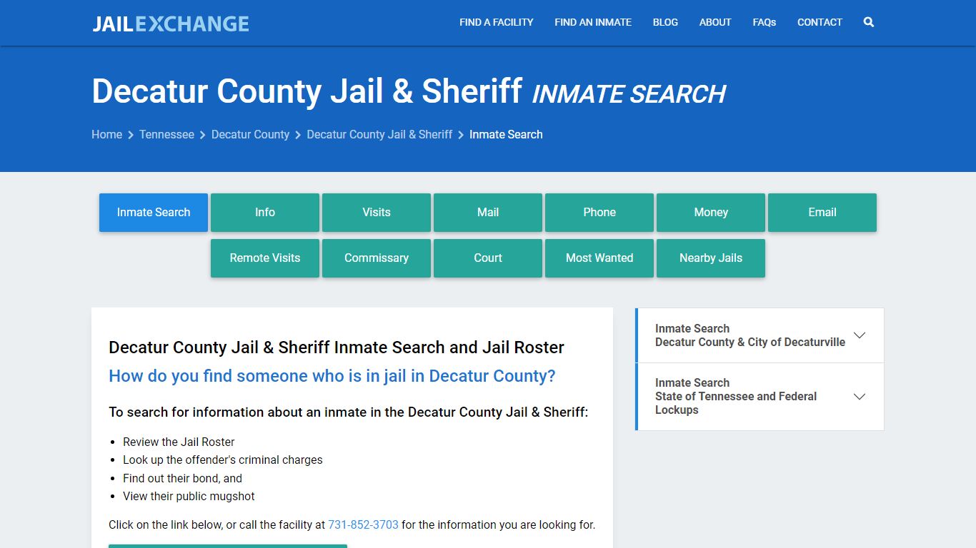 Decatur County Jail & Sheriff Inmate Search - Jail Exchange