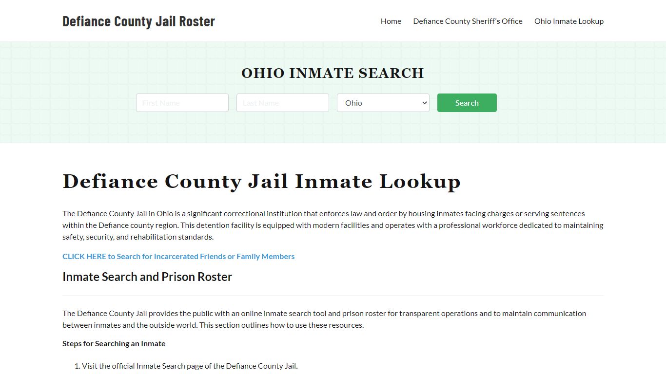 Defiance County Jail Roster Lookup, OH, Inmate Search