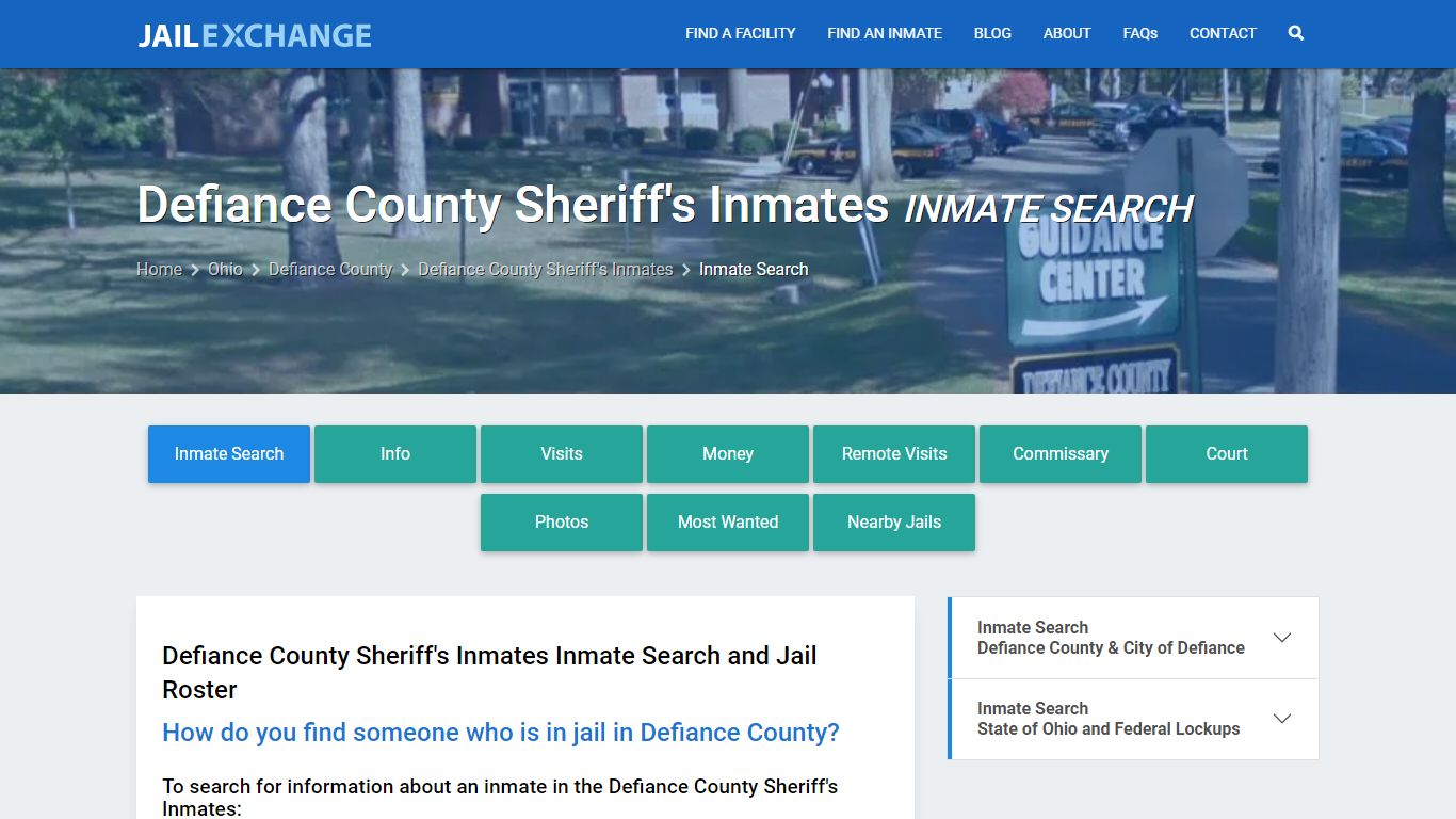 Defiance County Sheriff's Inmates Inmate Search - Jail Exchange
