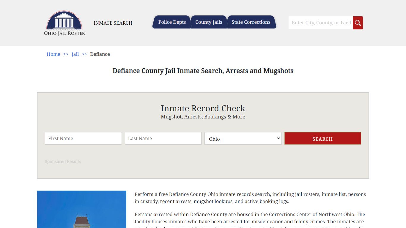Defiance County Jail Inmate Search, Arrests and Mugshots