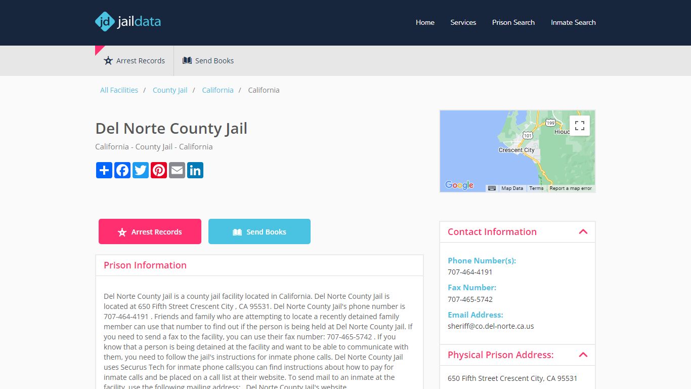 Del Norte County Jail Inmate Search and Prisoner Info - Crescent City, CA
