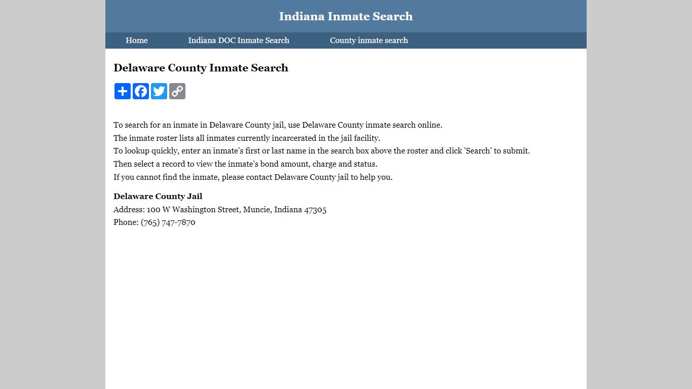 Delaware County Inmate Search