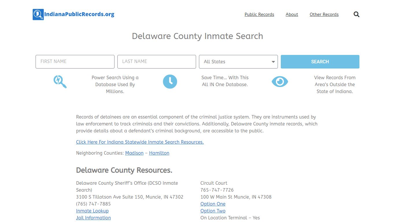 Delaware County Inmate Search - DCSO IN Current & Past Jail Records