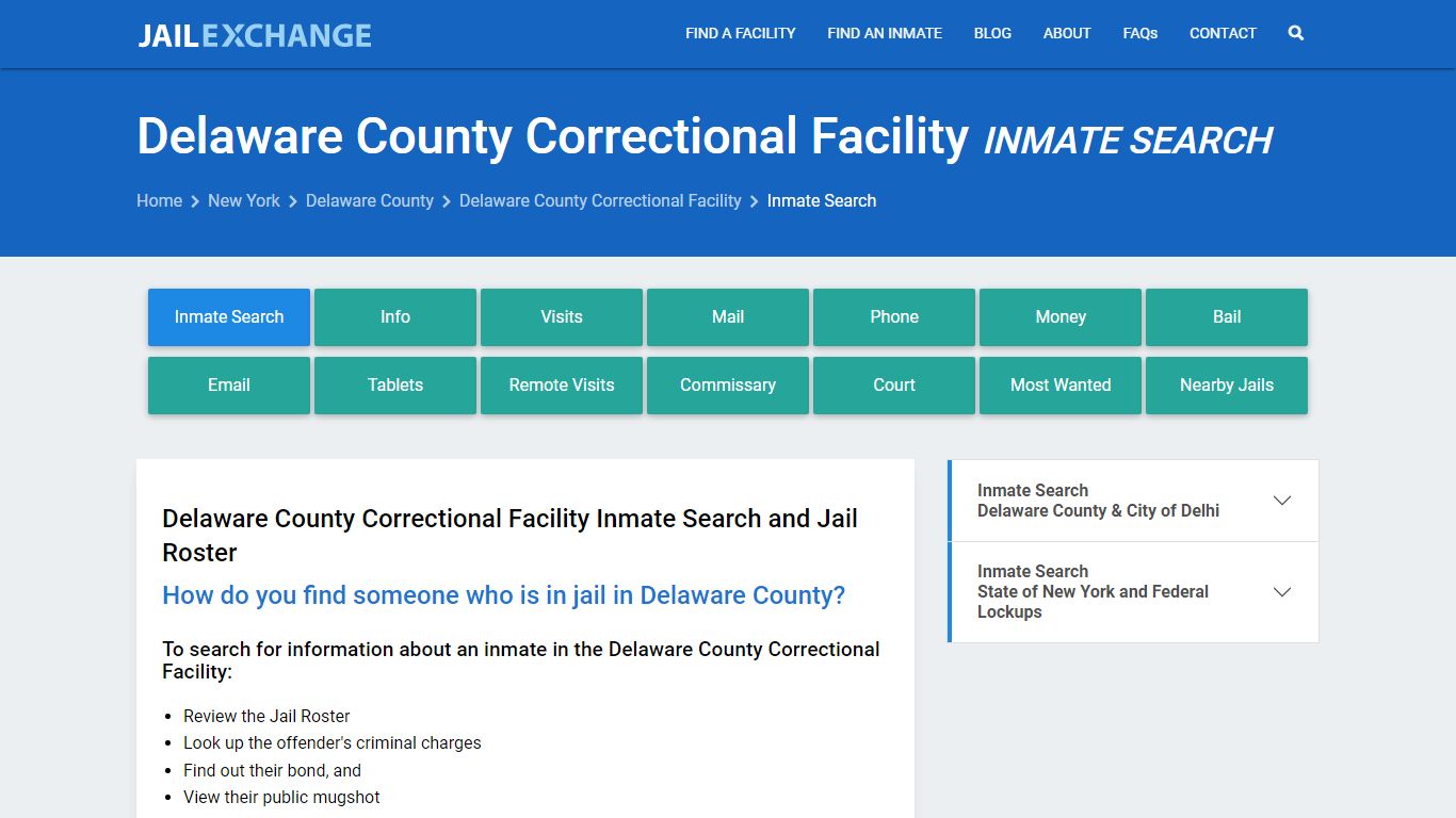 Delaware County Correctional Facility Inmate Search - Jail Exchange