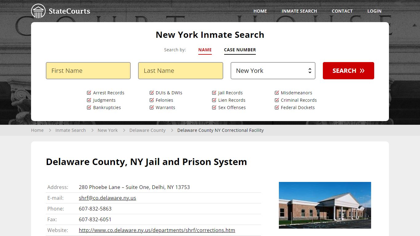 Delaware County NY Correctional Facility Inmate Records Search, New ...