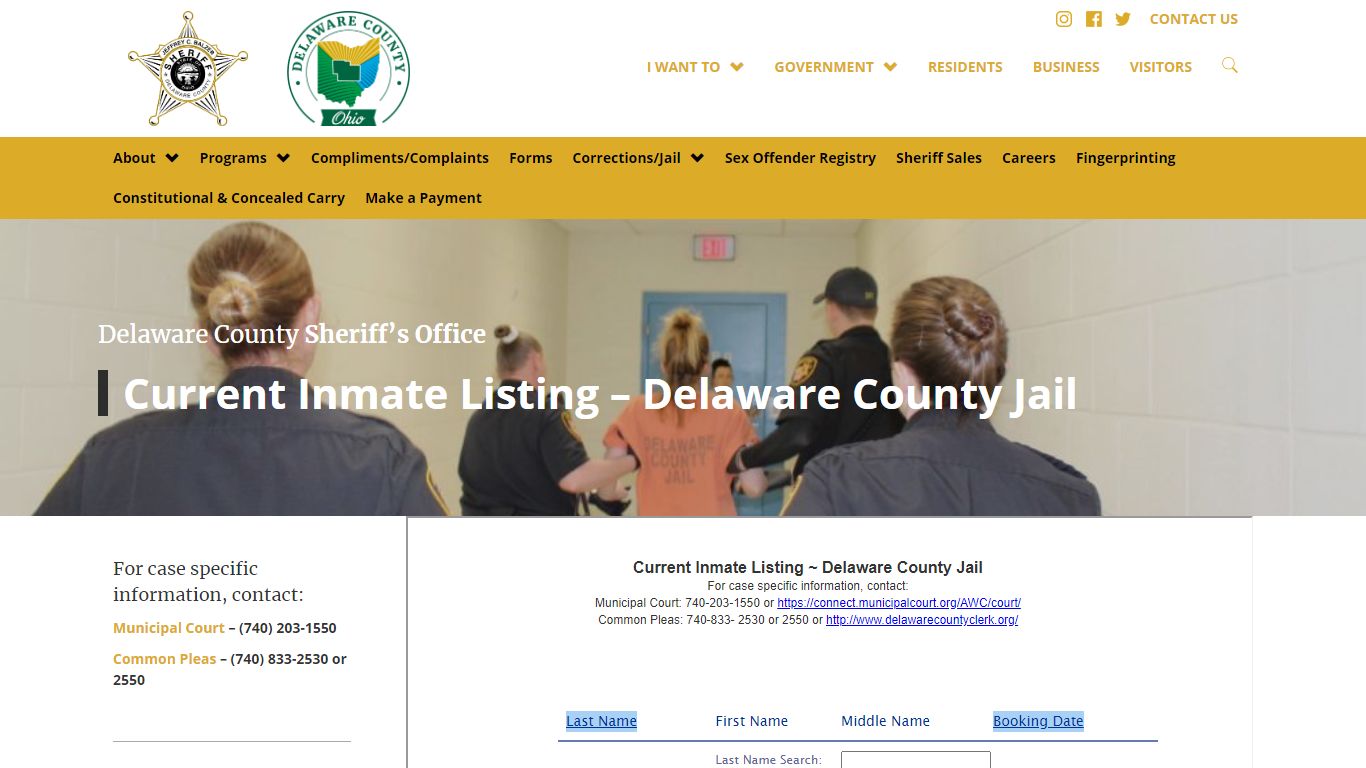 Current Inmate Listing - Delaware County Jail - Sheriff