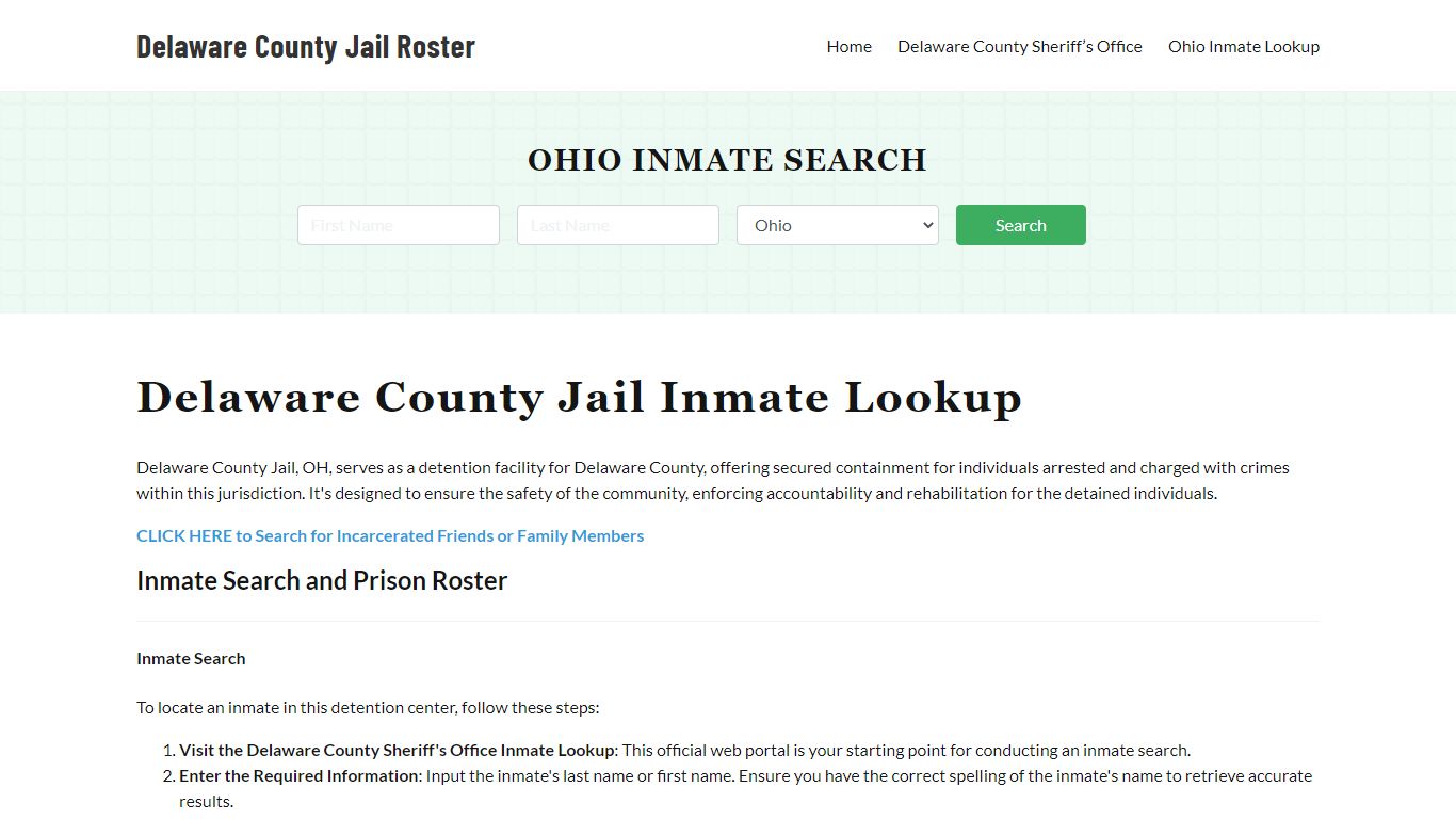 Delaware County Jail Roster Lookup, OH, Inmate Search