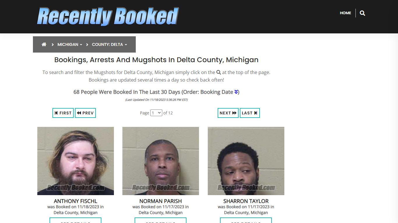 Recent bookings, Arrests, Mugshots in Delta County, Michigan