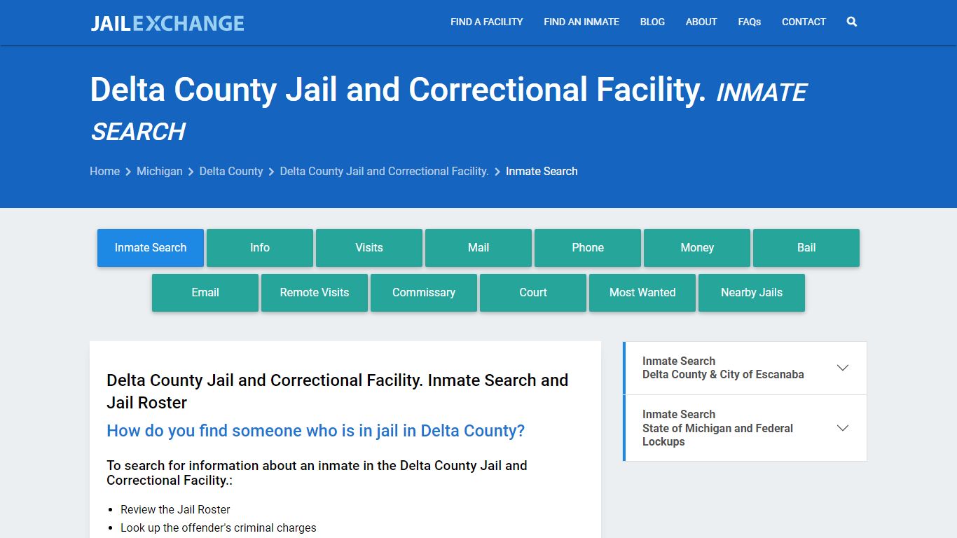 Delta County Jail and Correctional Facility. Inmate Search
