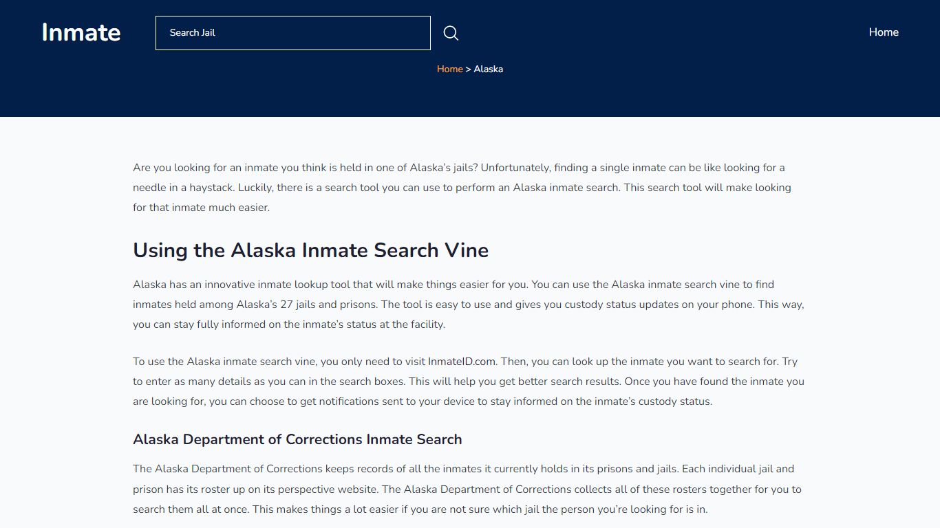 Alaska Inmate Search - Alaska DOC - InmateID