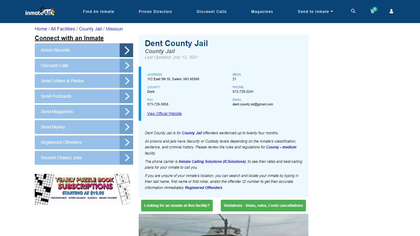 Dent County Jail - Inmate Locator - Salem, MO