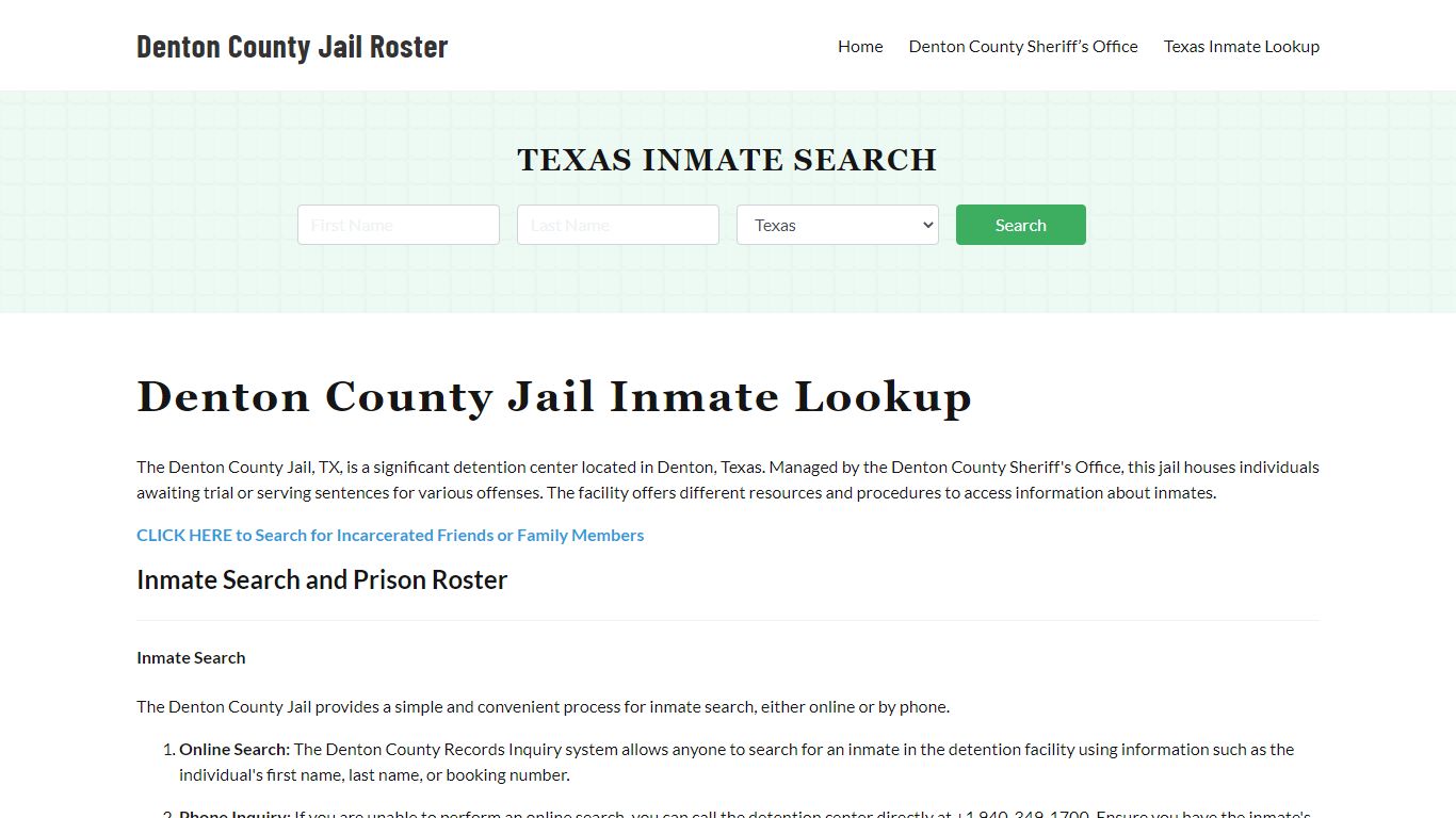 Denton County Jail Roster Lookup, TX, Inmate Search