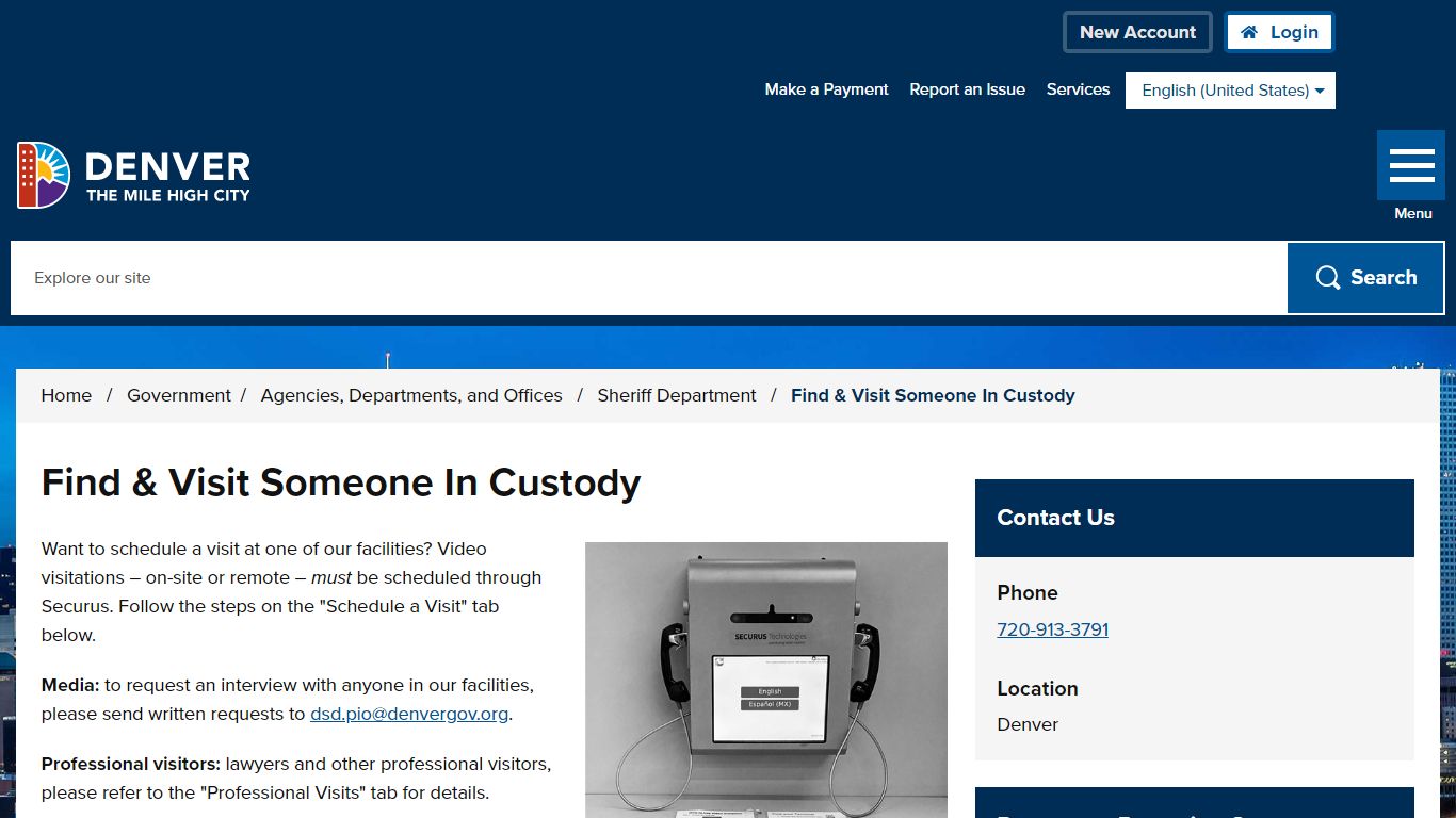Find & Visit Someone In Custody - City and County of Denver - OpenCities
